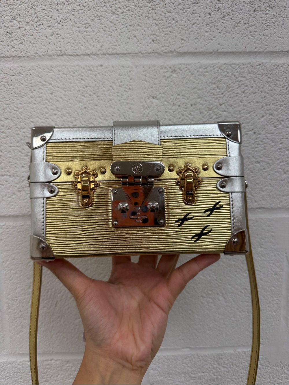 Louis Vuitton Gold & Silver Mini Trunk Crossbody Bag